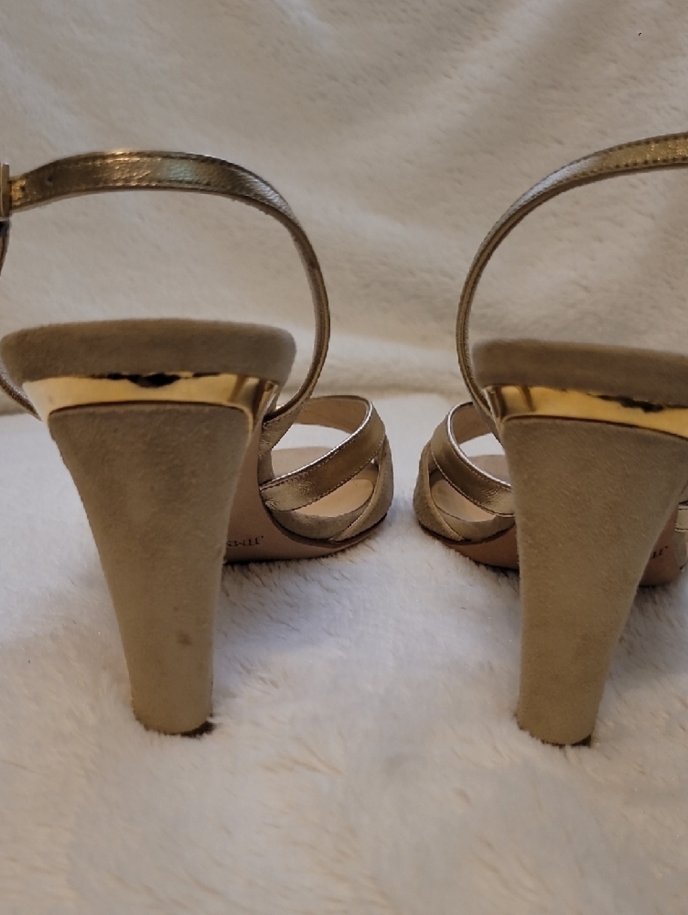 Jimmy Choo Metallic Gold Crisscross Slingback Heels - Picture 3 of 9